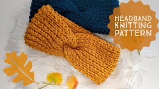 AUTUMN HEADBAND  knitting tutorial for beginners [upl. by Maire]