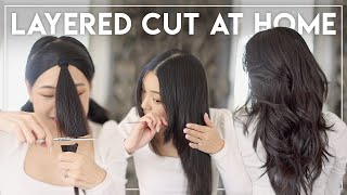 HOW I CUT MY OWN HAIR AT HOME Easiest Long Layers ✂️ [upl. by Aikem]