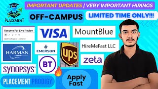 Biggest New Hirings  OFF Campus Drive  Visa Emerson Zeta  2024 2023 Batch  Remote Jobs [upl. by Hermione]