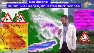 Stürmisch Markante Luftmassengrenze mit Schnee im Osten Viel Niederschlag Wetter 2226122023 [upl. by Sinegra566]