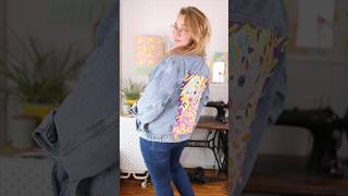 Jeansjacke pimpen mit Stoffresten werbung diyeule juki [upl. by Oht]