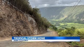 Waipio Valley Access Road closed due to Tropical Storm Hone [upl. by Patric]