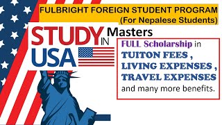 Scholarship for Masters  FULBRIGHT foreign student program  Study in USA [upl. by Mehalick]