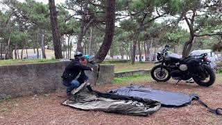 Motocamping with my Triumph Street Scrambler and the amazing Wingman Of The Road tent [upl. by Niple640]