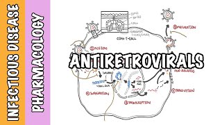 Pharmacology  HIV antiretroviral drugs classes mechanism of action and side effects [upl. by Ahsillek]