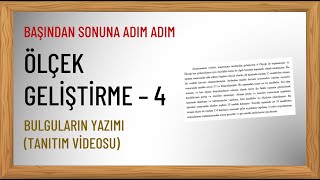 Ölçek Geliştirme  4 Bulguların Yazımı  En Başından Sonuna Adım Adım Tanıtım Videosu [upl. by Maxima473]