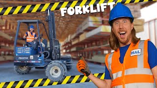 Forklift for Kids  Learn Forklift with Handyman Hal  Construction Equipment Fun Videos for Kids [upl. by Anirak762]