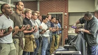 Marine Corps Recruits Initial Haircuts [upl. by Ragse]