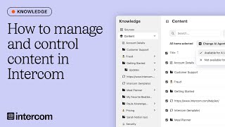 How to control amp update your knowledge sources in Intercom [upl. by Ware]