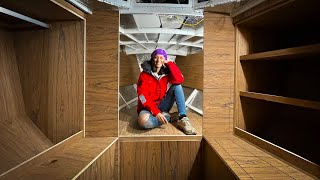 Forward cabin and VBerth BUILD ⛵️ Ep38 – Wood work interior design – Boat interior restoration [upl. by Atteoj]