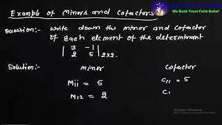 Minor and Cofactor Solved Example [upl. by Johiah]