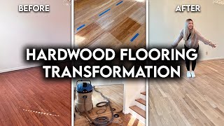 REFINISHING DATED HARDWOOD FLOORS  Transformation From Start To Finish [upl. by Francisca]