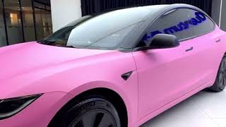 CAXVINYL Factory Direct HD PET Liner Flat Matte Pink Car Wrap [upl. by Ashely181]