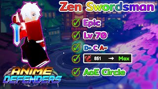 Showcase Zen Swordsman  Anime Defenders Codes  Roblox [upl. by Quenna294]