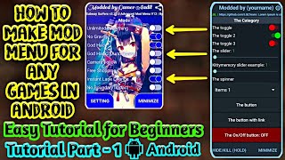 Easy Mod Menu Tutorial on Android Part  1 for Beginners  Learn to make mod menu for any Games [upl. by Gall]