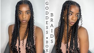 How to Jumbo Knotless Goddess Box Braids With Curly Ends Very Detailed [upl. by Satterlee478]