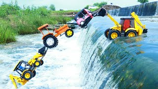 Mahindra Tractor JCB 3DX Auto Rickshaw Accident Pulling Out JCB 5CX  Cartoon Wala video  CS Toy [upl. by Tormoria]