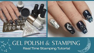 Real Time Nail Stamping Application 🖤 Gel Polish Nail Tutorial 💅🏻 [upl. by Ainelec592]