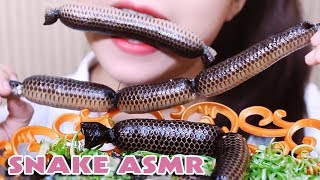 ASMR SNAKE Sausages with water spinach  exotic food Eating Sound No Talking  LINHASMR [upl. by Initof80]