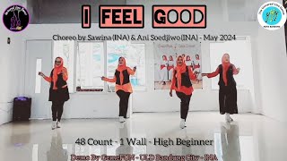 I Feel Good  Line Dance  High Beginner  ChoreoSawina INA amp Ani Soedjiwo INA  May 2024 [upl. by Nostaw]