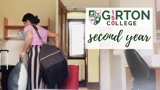 Moving into my SECOND YEAR Cambridge Room  Girton College 💚❤️ 2021 [upl. by Okorih]