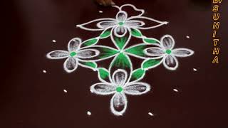 beautiful rangoli design  easy kolam  rangavalli muggulu by sunitha [upl. by Alliuqal]