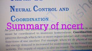 ncertncertbiologysummaryncert line to line explanationsneuralcontrolandcoordinationcbseneet [upl. by Machos303]