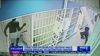 Correction Officer brutally attacked by inmate at Brooklyn Detention Center [upl. by Hughes]