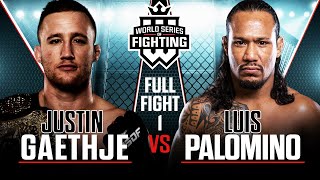 Full Fight  Justin Gaethje vs Luis Palomino Lightweight Title Bout  WSOF 19 2015 [upl. by Storer]