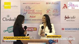 Mini Mathur TV host Actor amp Women’s health Coach  BW Festival of Wellbeing [upl. by Adalbert760]