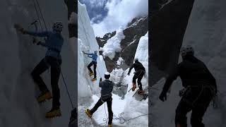 When rock climbing encounters an avalanche aeligrockpoint iceclimbing bkprodhania snowboarding [upl. by Atsirk]