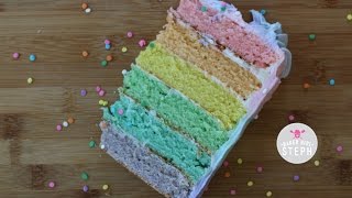 PASTEL RAINBOW CAKE WITH OMBRE FROSTING  Rainbow Cake [upl. by Anitsuj]