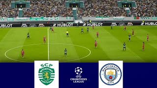 Sporting CP vs Manchester City 41  Champions League 2024  Match Highlight  Video Game Simulation [upl. by Dnalevelc]