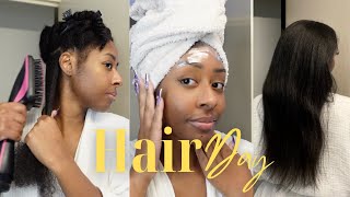 ROUTINE CHEVEUX NATURELS  JE FAIS MON SILK PRESS [upl. by Iron]