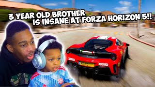 My 3 Year Old Brother Is INSANE At Forza Horizon 5 [upl. by Nepets]