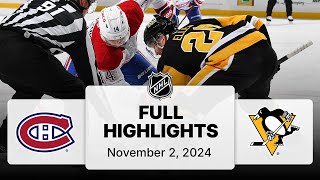 NHL Highlights  Canadiens vs Penguins  November 2 2024 [upl. by Nel474]