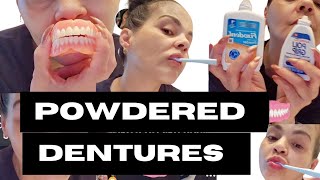 USING FIXODENT POWDER ADHESIVE 🦷🤯 fyp dentures video trending viral subscribe smile foryou [upl. by Elleiand]