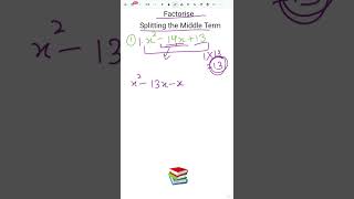 Factorisation by middle term splitting method  Important mehod of solving quadrtic equation maths [upl. by Leonerd]