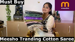 Meesho Most Tranding Cotton Saree 🥰Must Buy In Maha Bachat Sale 😍meeshosaree viralvideo tranding [upl. by Dell]