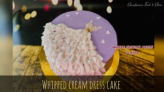 Dress Cake with Whipped Cream  Whipped Cream Piping Tutorial [upl. by Geneva662]