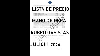 Lista Precios SEPTIEMBRE 2024 mano de obra rubro gas actualizada mes a mes [upl. by Atimad890]