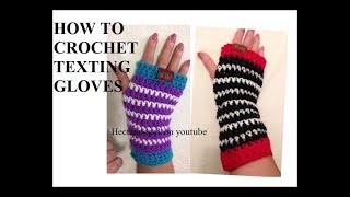 HOW TO CROCHET STRIPED TEXTING GLOVES for pattern 2247 [upl. by Aivatnuahs]