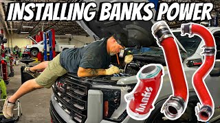 Master Tech Installing Banks Boost Tubes And Monster Ram Turbo Inlet Elbow On GMC amp Chevy HDs [upl. by Kcor]