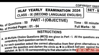 HLAF YEARLY EXAMINATION 2024 CLASS IX  OBJECTIVE QUESTIONS PAPER COPY RIGHT OSSTA [upl. by Krista]