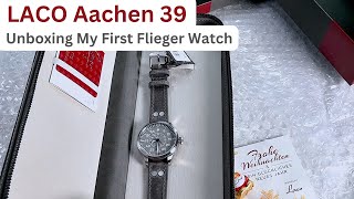 LACO Basis Aachen 39 GREY 39 mm Unboxing  Flieger Watch 2023 [upl. by Okiram653]