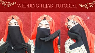 wedding hijab tutorial  hijab style for weddingparty by hannah shah [upl. by Uohk22]