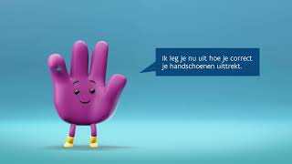 Correct handschoenen uittrekken  Campagne handhygiëne woonzorgcentra [upl. by Etyak87]