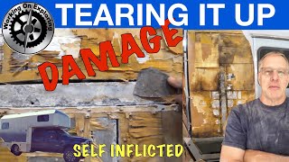 Selfinflicted Water Disaster  Repairing RV Fiberglass  Swollen DIY Adventure Camper [upl. by Fattal]