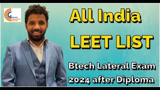 UPCOMING LEET EXAM 2024 I BTech Lateral Entry After Diploma Exam Date All Over India LEET EXAM LIST [upl. by Ailliw]