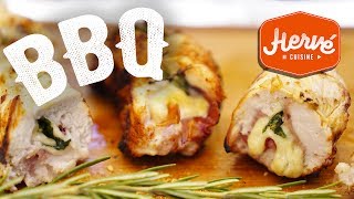 Recette du Poulet garni au Barbecue  Dessert au BBQ [upl. by Carita322]